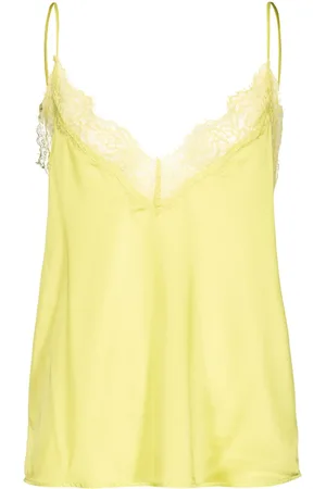 Pinko Top, Dame, Gul, XS, Uld, Lace Lingerie Top