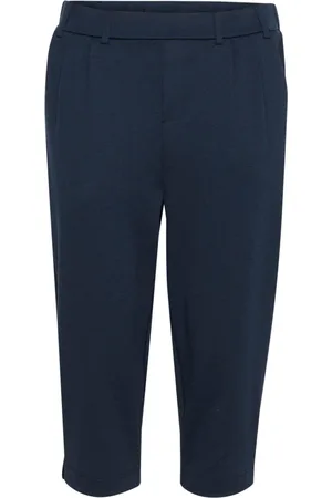 Kaffe Bukser, Dame, Blå, XL, Uld, Midnight Marine Cropped Bukser Kvinder