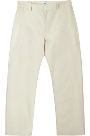 Obey Bukser, Herre, Hvid, W31, Poplin arbejdsbukser i beige