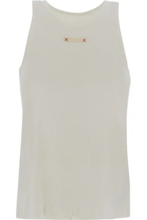 Maison Margiela Top, Dame, Hvid, M, Ribbet Tank Top