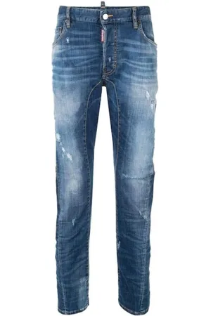 Dsquared2 Jeans, Herre, Blå, W32, Bomuld, Blå Slim Fit Jeans med huller