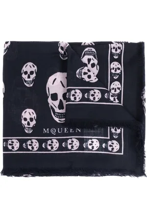 Alexander McQueen Tilbehør, Dame, Sort, ONE SIZE, Uld, Uldtørklæde med logo