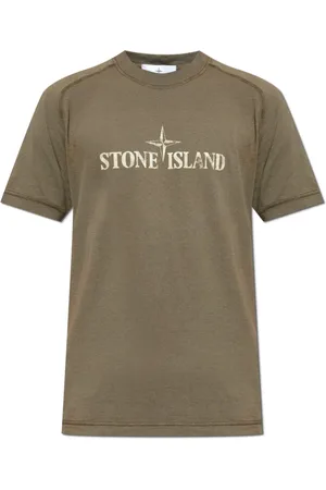 Stone Island Top, Herre, Grøn, M, Bomuld, T-shirt med trykt logo
