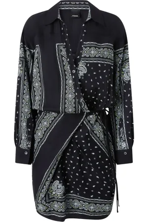 Pinko Kjole, Dame, Sort, S, Paisley Bandana Print Skjortekjole