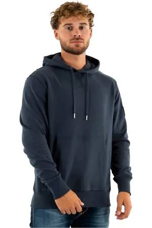 Calvin Klein Sweathshirts & Hoodies, Herre, Blå, M, Bomuld, Hættetrøje med lynlås