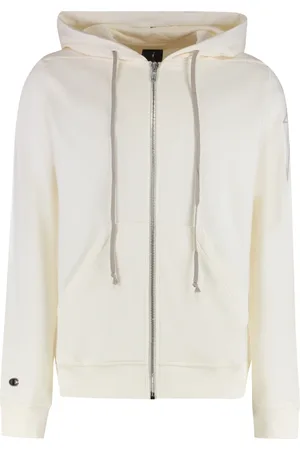 Rick Owens Sweathshirts & Hoodies, Herre, , 2XL, Uld, Kontrasterende logo fuld lynlås hættetrøje