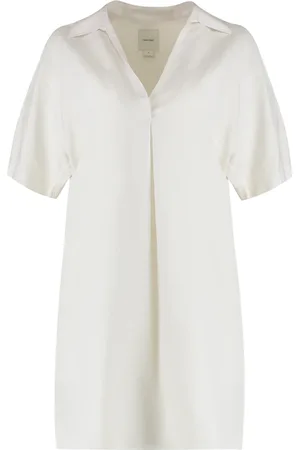 Calvin Klein Kjole, Dame, Hvid, M, Linned, Linned Blend Skjorte Stil Kjole