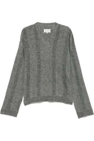 Maison Margiela Strik, Herre, Grå, M, Bomuld, Grå Sweater Stil Ss25