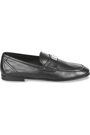 Dolce & Gabbana Sko, Herre, Sort, 41 EU, Læder, Sort læder Ariosto mokkasiner metalplade