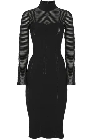 Elisabetta Franchi Kjole, Dame, Sort, S, Sort Viscose Kjole med Høj Hals