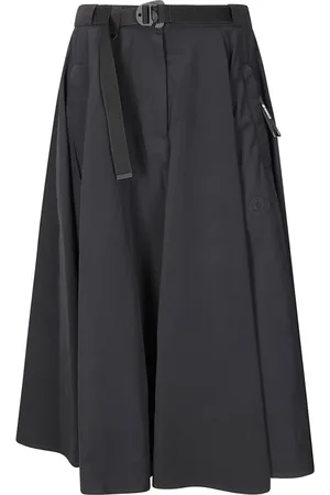 Moncler Nederdel, Dame, Sort, XS, Nylon, Nylon Midi Nederdel med Bælte Lommer