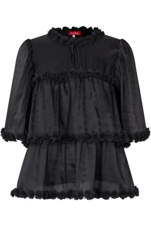 Crās Bluser & Skjorter, Dame, Sort, L, Uld, Lagdelt T-shirt med blomsterdetaljer