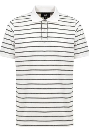 Dunhill Top, Herre, Hvid, M, Bomuld, Stribet Bomuldspolo