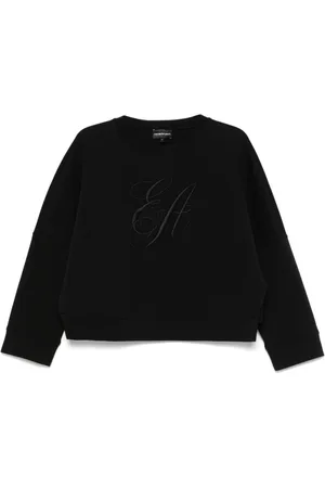 Emporio Armani Sweathshirts & Hoodies, Dame, Sort, XL, Uld, Sort Crew Neck Sweater
