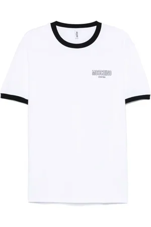 Moschino Top, Herre, Hvid, S, Kontrast Trim Crew Neck T-shirts