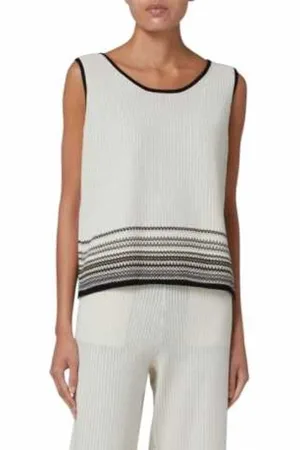 Paul Smith Top, Dame, Hvid, M, Bomuld, Stribet strikket top i ecru og sort
