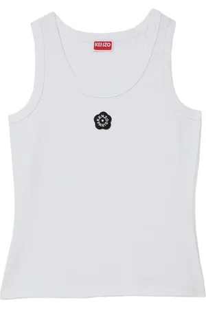 Kenzo Top, Dame, Hvid, S, Bomuld, Ærmeløs top med broderet mærke