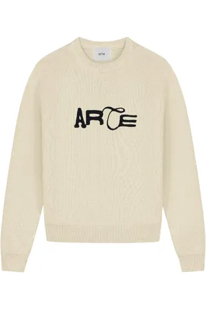 Arte Antwerp Strik, Herre, , S, Bomuld, Cremet Striktrøje med Broderet Logo