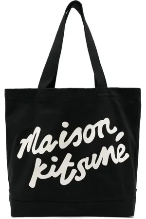 Maison Kitsuné Taske, unisex, Sort, ONE SIZE, Sort Taske med Flade Top Håndtag
