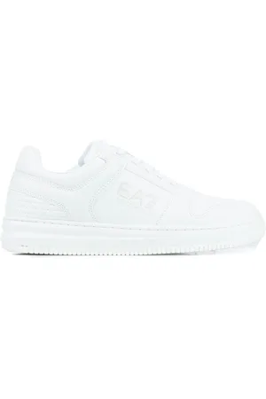 EA7 Sko, Herre, Hvid, 42 EU, Læder, Afslappede Sneakers til Mænd og Kvinder