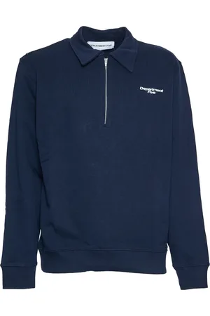 DEPARTMENT FIVE Top, Herre, Blå, XL, Bomuld, Navy Polo Krave Sweatshirt med Logo