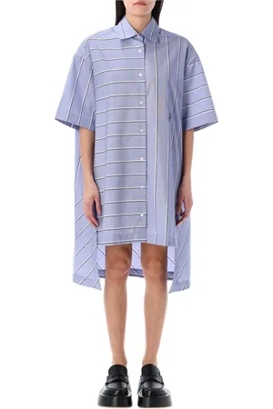 J.W.Anderson Kjole, Dame, Blå, 2XS, Polyester, Stepped Hem Shirt Dress