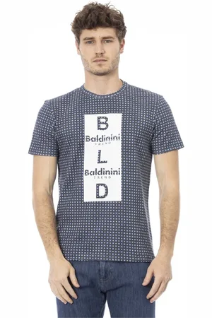 BALDININI Top, Herre, Blå, S, Bomuld, Trend T-shirt med Logo Mønster