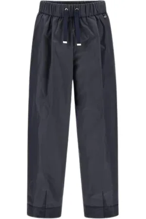 HERNO Bukser, Dame, Sort, S, Polyester, Marineblå Brede Ben Elastik Talje Bukser
