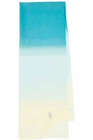 Paul Smith Tilbehør, Dame, Flerfarvet, ONE SIZE, Bomuld, Blå Ombre Logo Tørklæde til Kvinder
