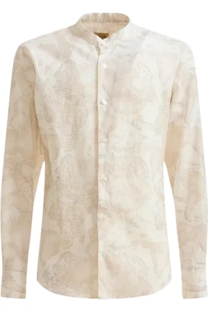 ALVIERO MARTINI 1A CLASSE Skjorte, Herre, , 2XL, Hvid Langærmet Geo Color Skjorte