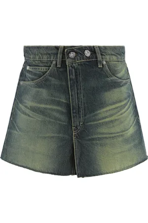 OUR LEGACY Nederdel, Dame, Blå, XS, Denim, Denim Mini Nederdel med Vintage Effekt