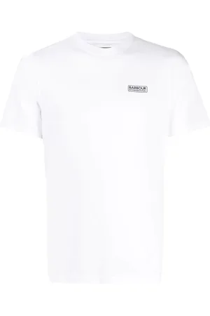 Barbour Top, Herre, Hvid, 3XL, Bomuld, Hvid Bomuld Logo T-shirt Kortærmet