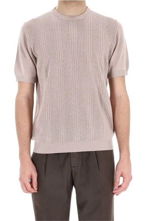 DRUMOHR Strik, Herre, Lyserød, 2XL, Bomuld, Bomuld Strik T-shirts og Polos