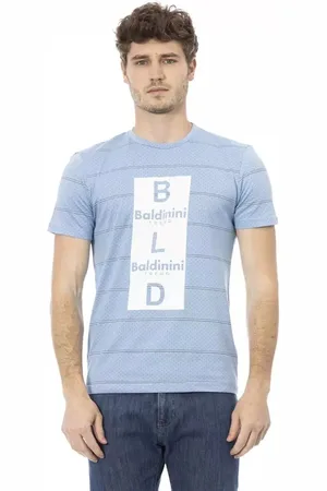 BALDININI Top, Herre, Blå, XS, Bomuld, Elegant blå bomuldst-shirt