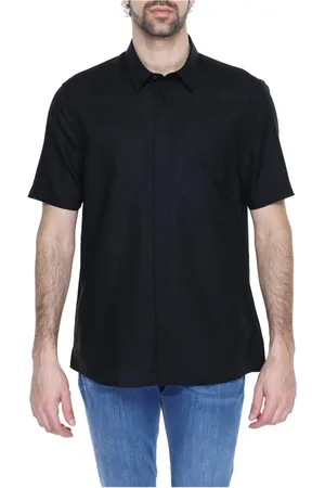 Antony Morato Skjorte, Herre, Sort, XL, Linned, Kortærmet Linnedskjorte
