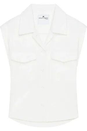 Courrèges Jakke, Dame, Hvid, XS, Nyttig Polycotton Skjorte Heritage Hvid