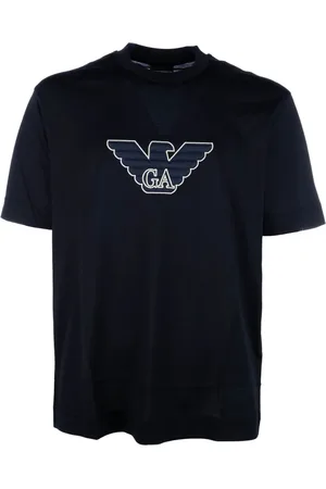 Emporio Armani Top, Herre, Blå, XL, Bomuld, Afslappet Bomuld T-Shirt til Mænd