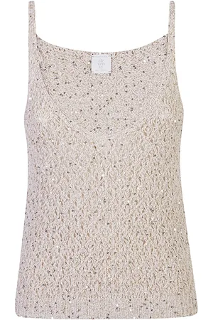 ELEVENTY Top, Dame, Grå, XS, Bomuld, Ærmeløs Top i Bomuld med Lurex