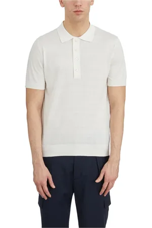Paolo Pecora Top, Herre, Hvid, S, Bomuld, Silke og bomuld polo skjorte