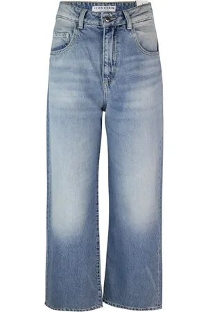 Icon Denim Jeans, Dame, Blå, W24, Bomuld, Blå Brede Ben Højtaljede Jeans