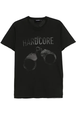 Dsquared2 Top, Herre, Sort, XL, Sort Logo Print Crew Neck Skjorte
