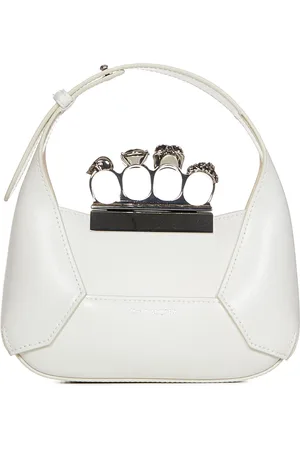 Alexander McQueen Taske, Dame, Hvid, ONE SIZE, Uld, Hvid Skuldertaske med Swarovski-krystaller
