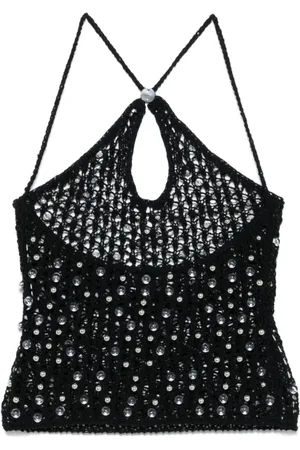 COPERNI Top, Dame, Sort, M, Bomuld, Sort Perlet Strikket Top