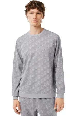 Lacoste Nightwear & Lounge, Herre, Grå, L, Bomuld, Logo Langærmet Pyjamastop