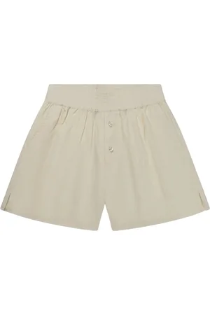 Daily paper Shorts, Dame, Hvid, XS, Monogram Jacquard Shorts med knaplukning