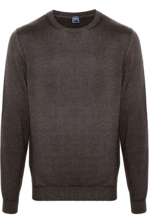FEDELI Strik, Herre, Brun, 2XL, Uld, Klassiske Girocollo Sweaters