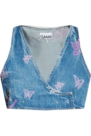 Ganni Top, Dame, Blå, XS, Denim, Denim vest