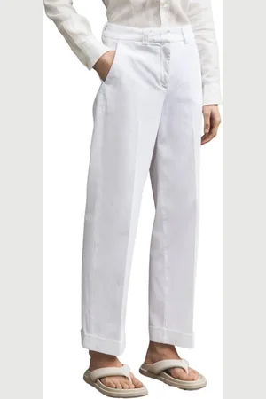 Peuterey Bukser, Dame, Hvid, S, Bomuld, Bomuld Stretch Straight Leg Bukser