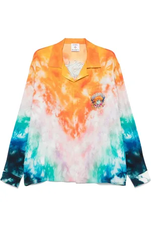 Casablanca Skjorte, Herre, Flerfarvet, M, Blå Tie-Dye Skjorte med Lomme