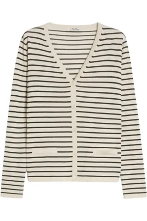 Max Mara Strik, Dame, , L, Uld, Cardigan med Kontrastkanter